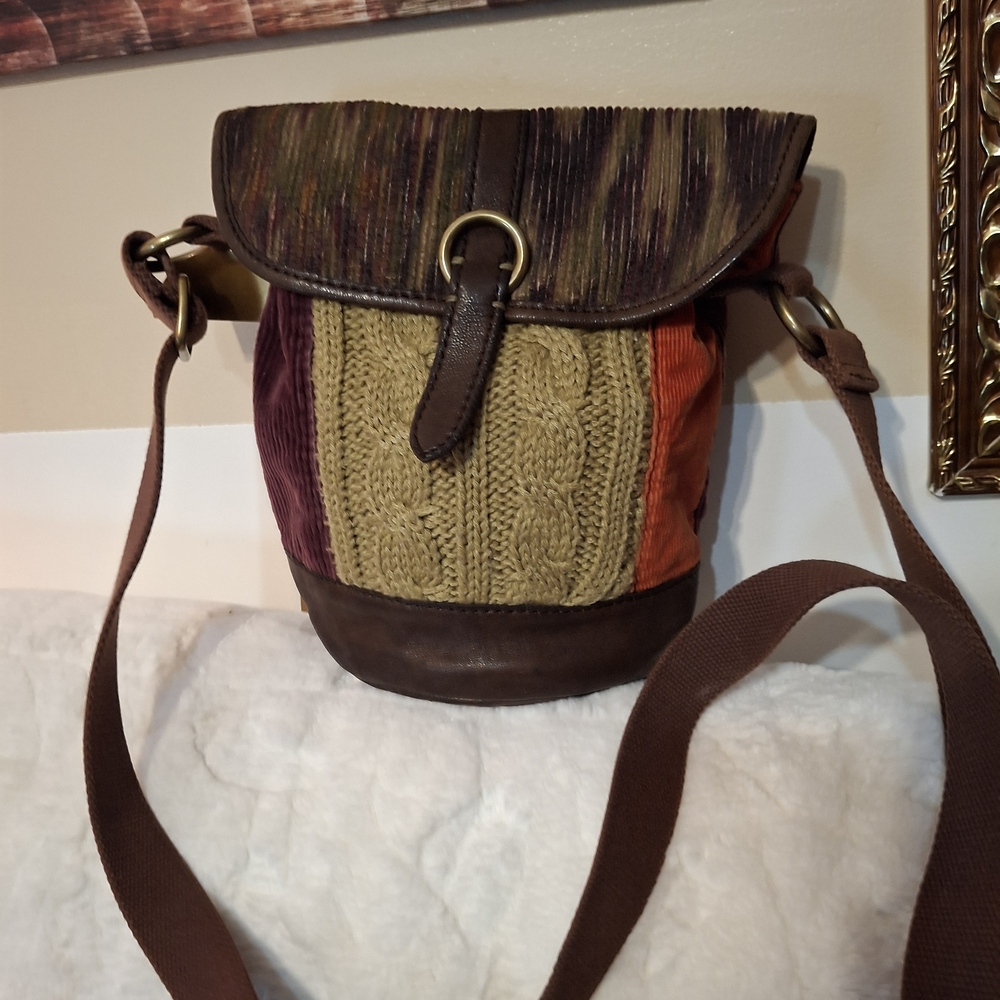 Lucky Brand Vintage Chocolate Brown Patchwork Crossbody Bag